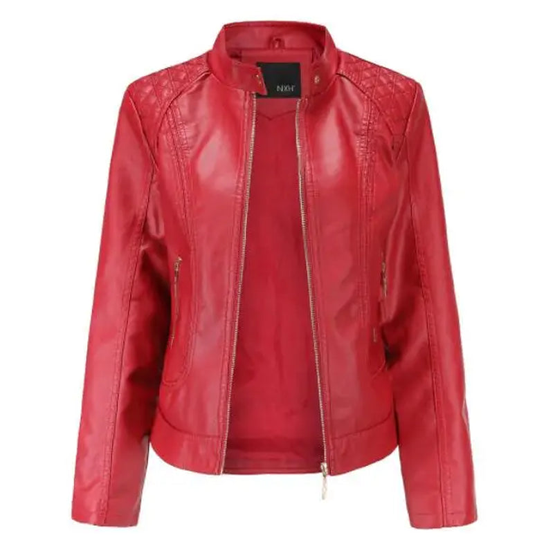 Women’S Leather Trigger Jacket Women Winter Warm Short Jacket Leather Jacket Parka with Zipper Outerwear