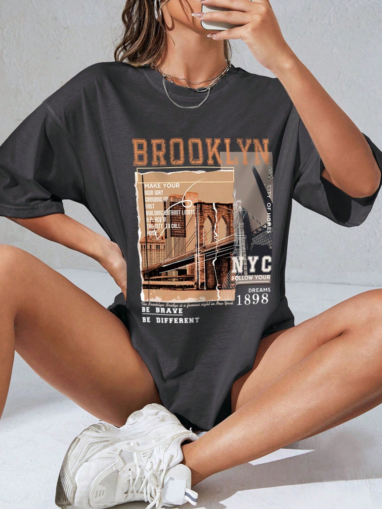 Ezwear Street View and Slogan Graphic Drop Shoulder Tee