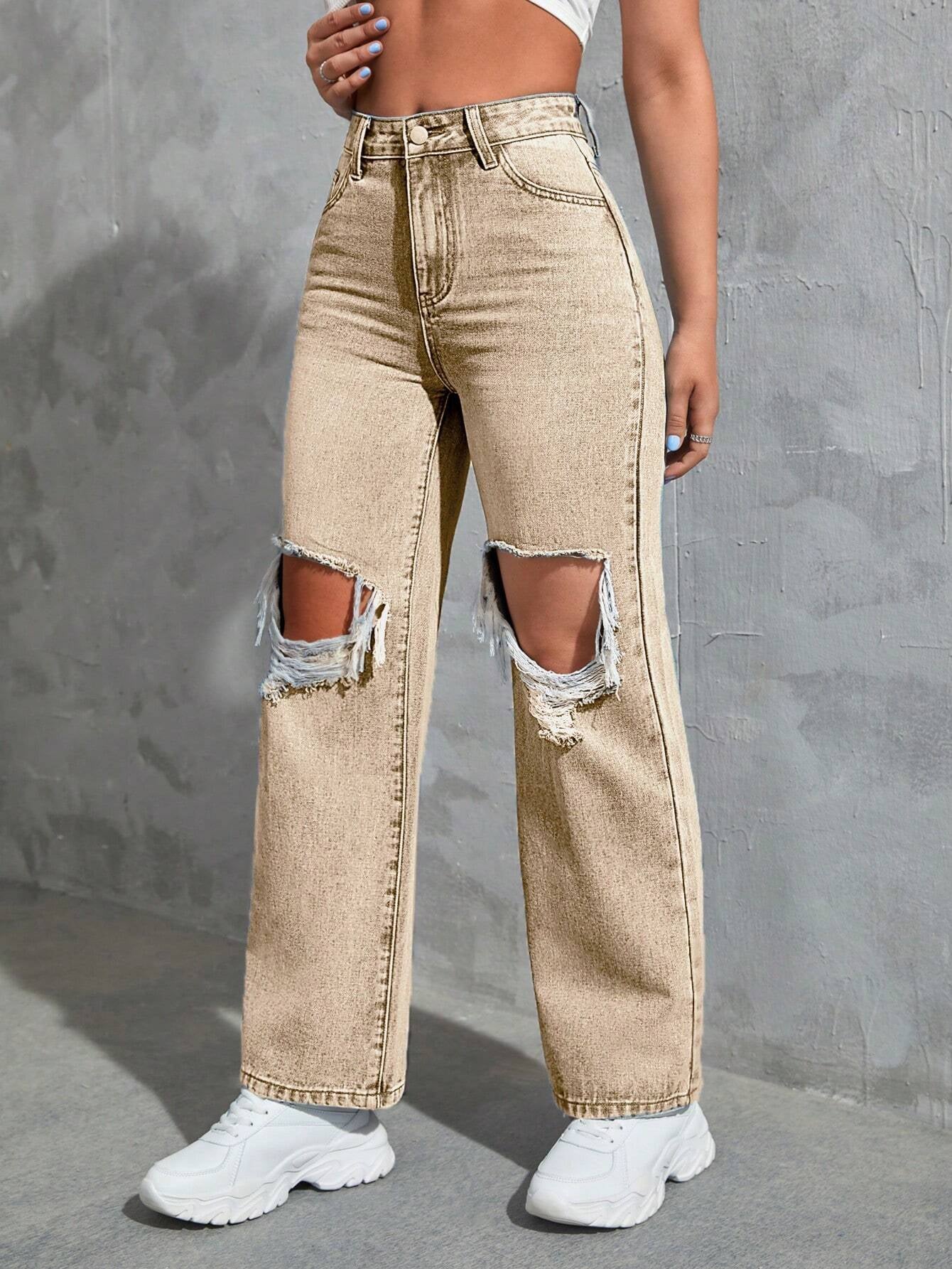 Ezwear Cut Out Ripped Jeans