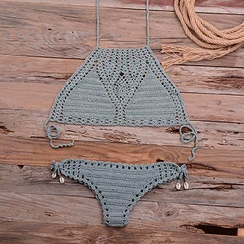 Women Hot Sexy Handmade Crochet Bikini Set Ladies'Knitted Bathing Suits Surfing Clothes Female Hollow Sexy Swimsuit