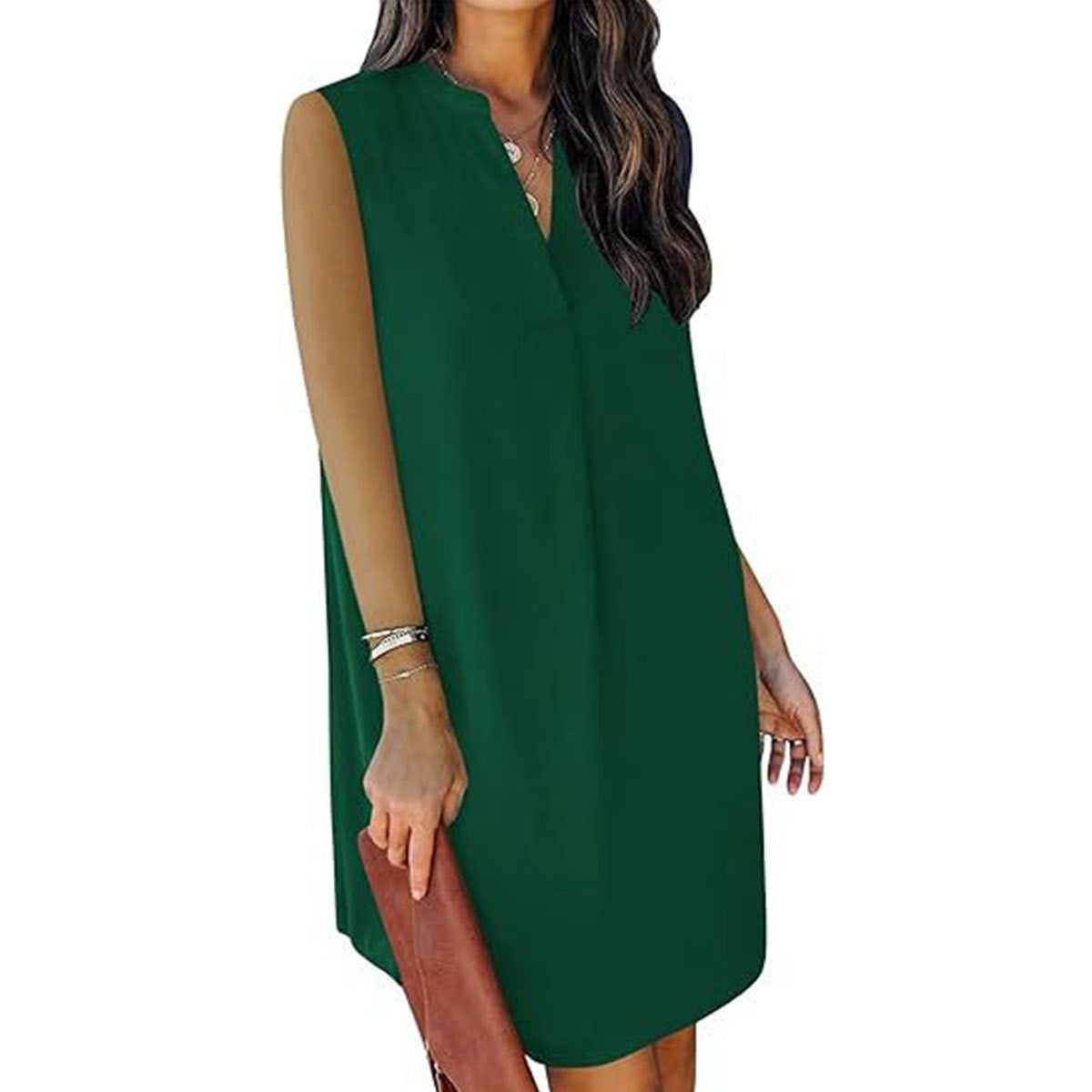 V-neck Women's Loose Shirt Dress