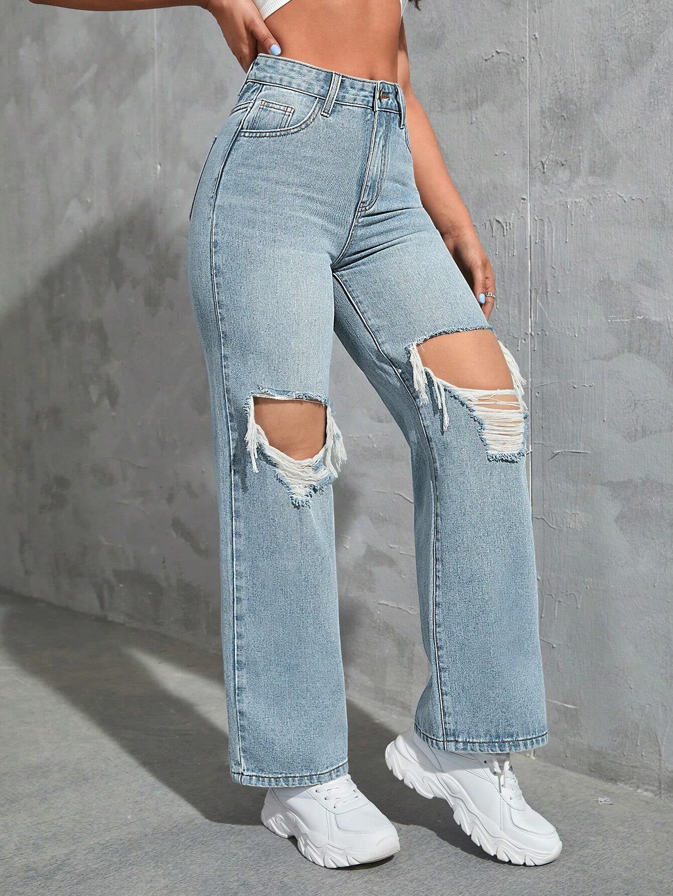 Ezwear Cut Out Ripped Jeans