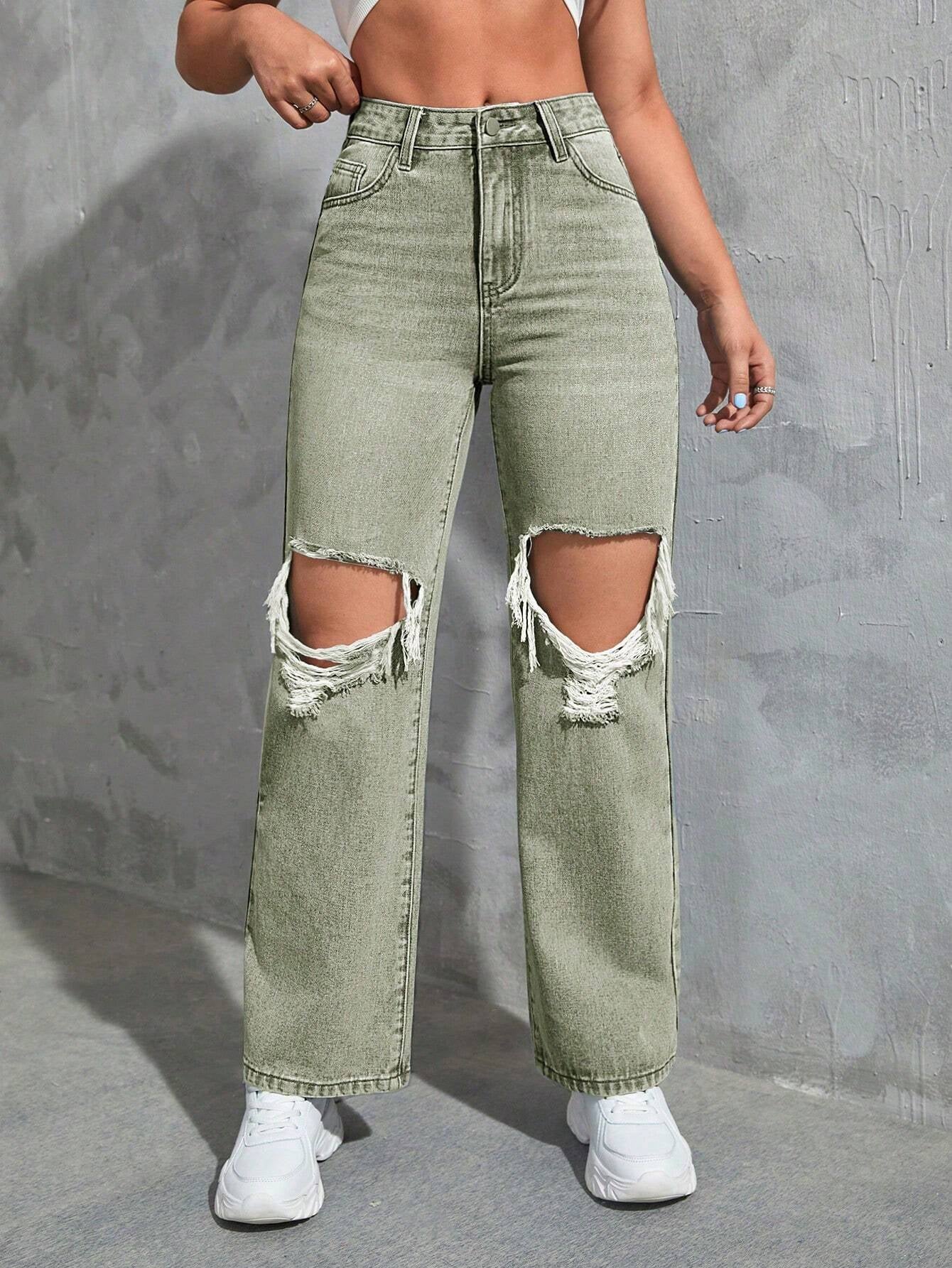 Ezwear Cut Out Ripped Jeans