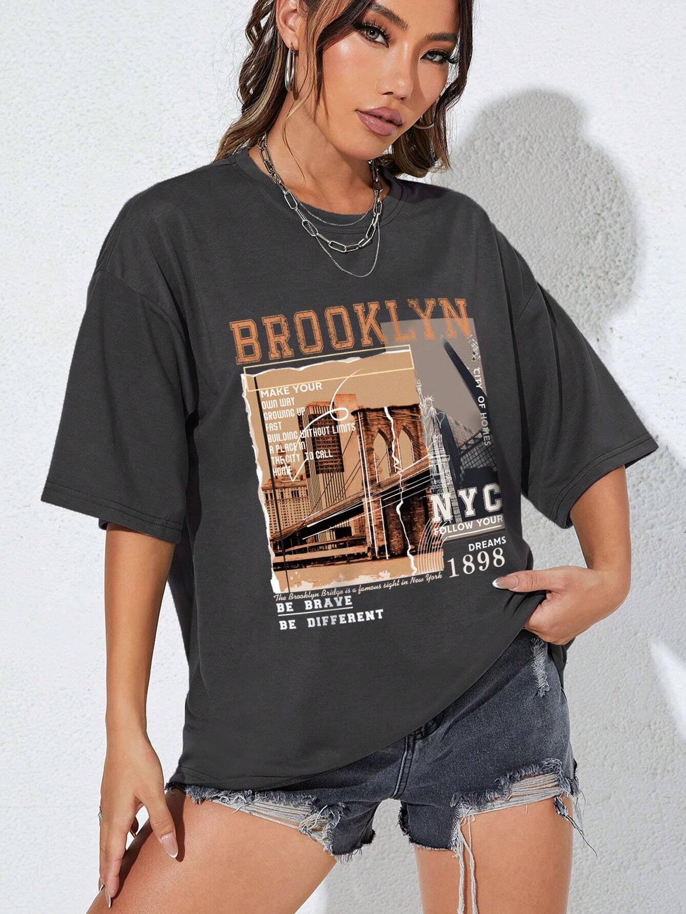 Ezwear Street View and Slogan Graphic Drop Shoulder Tee