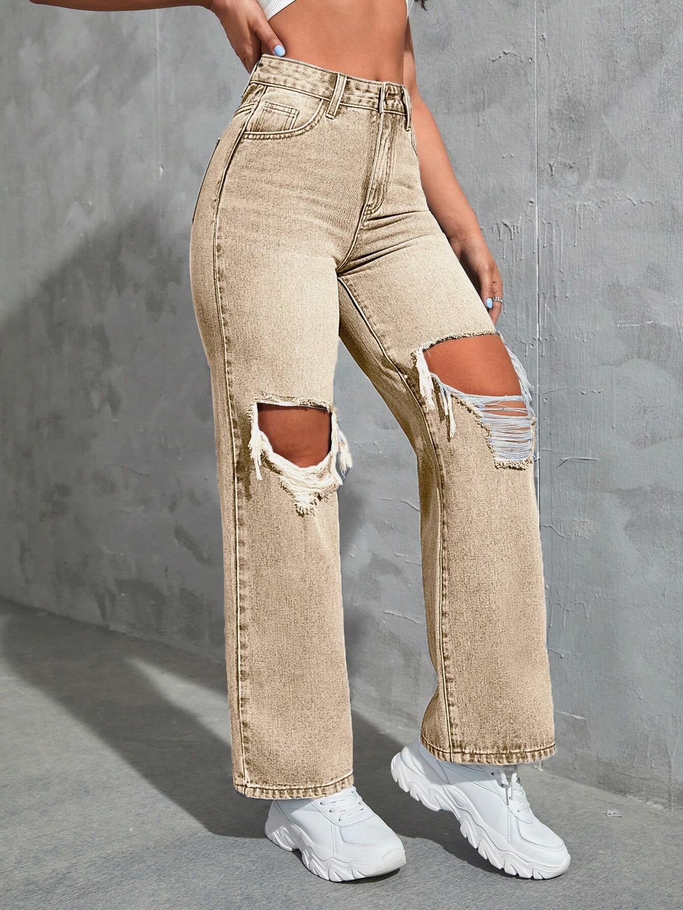 Ezwear Cut Out Ripped Jeans