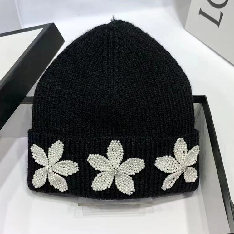 Hand-sewn Rhinestone Letter Wool Hat