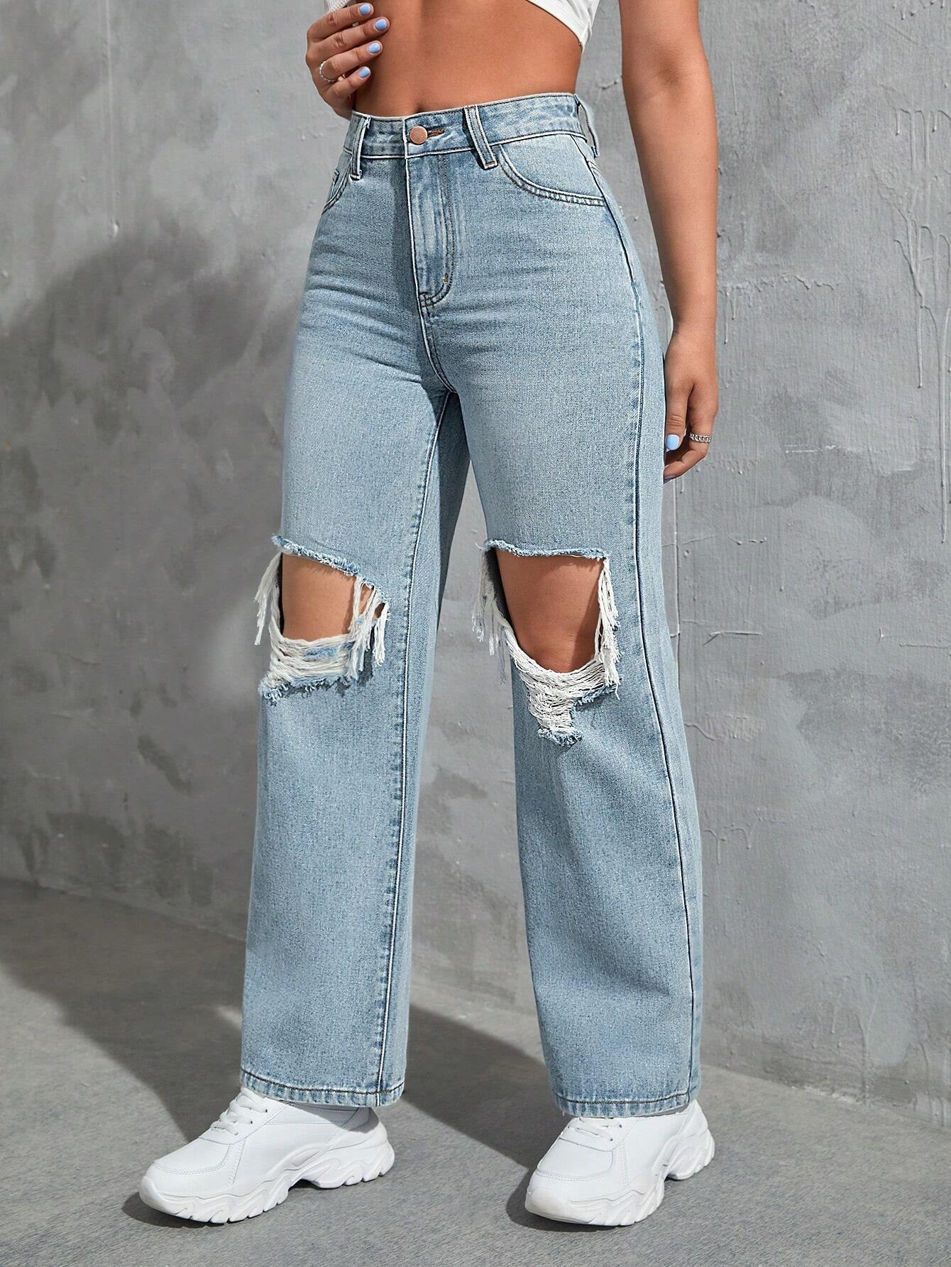 Ezwear Cut Out Ripped Jeans