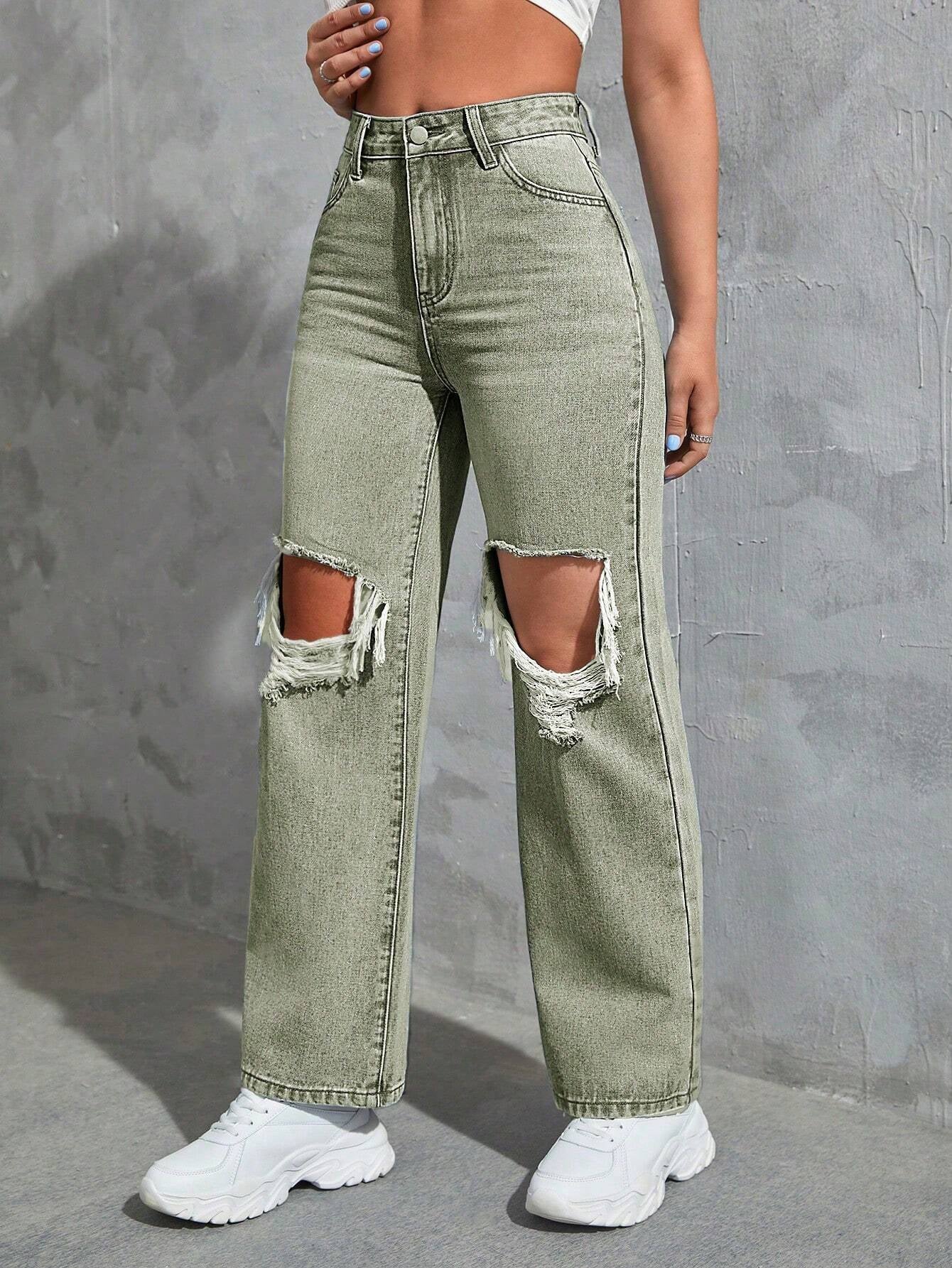 Ezwear Cut Out Ripped Jeans