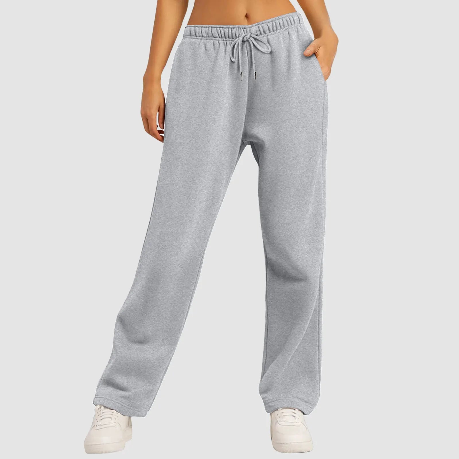 Wide Leg Pants for Women’S Fleece Lined Sweatpants Straight Pants Bottom All-Math Plain Fitness Joggers Pants Travel Basic