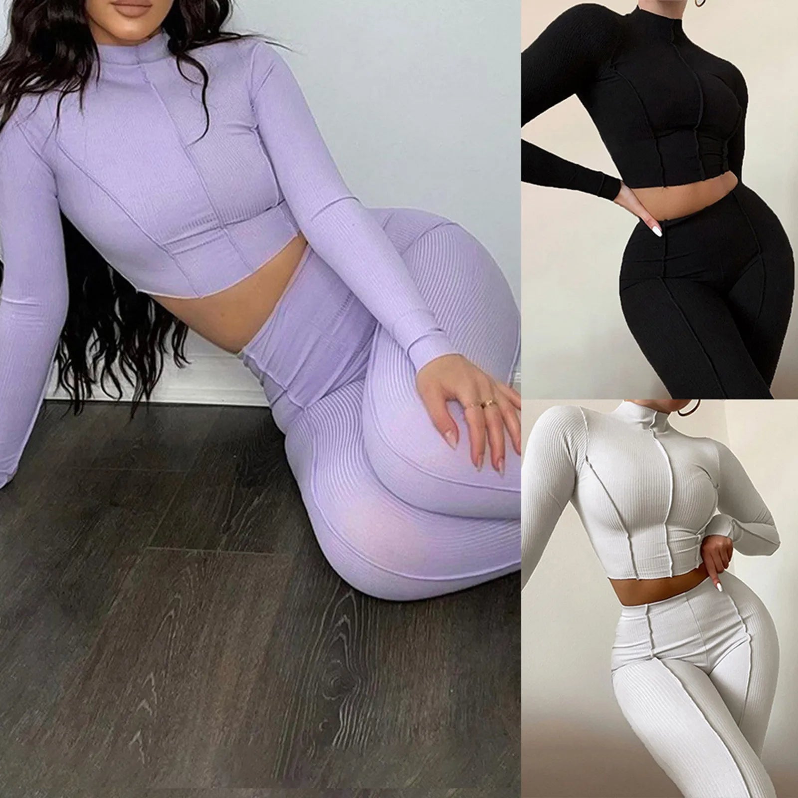 2023 Contrast Stitch Backless Bodycon Jumpsuit Sports Two Piece Set Outfits 2023 White Skinny Bodycon Womens Streetwear Clothes