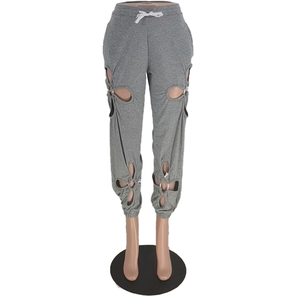 Clothing Foreign Trade Women'S Clothing Ripped Trousers Casual Pants