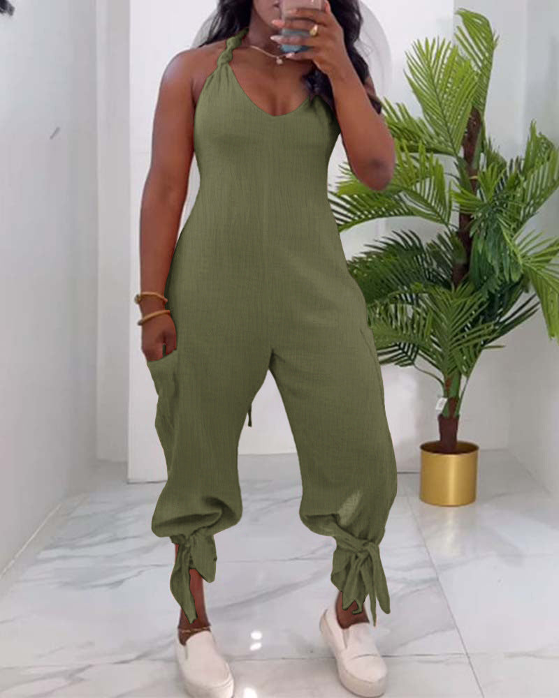 Casual Backless Halter  Jumpsuit